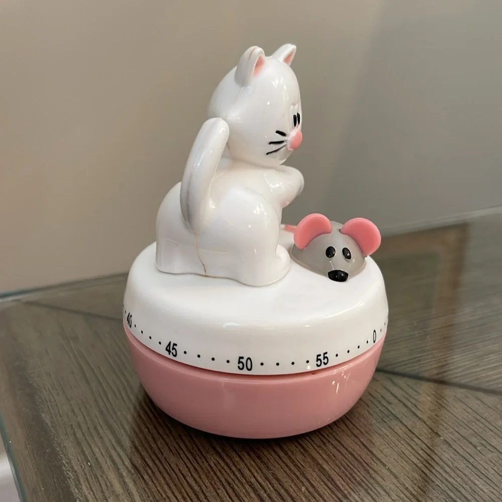 JOIE Cute Cat Kitchen Timer with Mouse, Acrylic, Retro Kitchen & Bag Ties